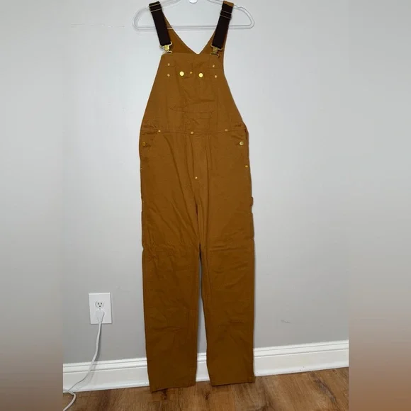 Madepants Duck Bib Overalls Canvas Workwear Dungarees Rust Brown Work Medium - Picture 2 of 7